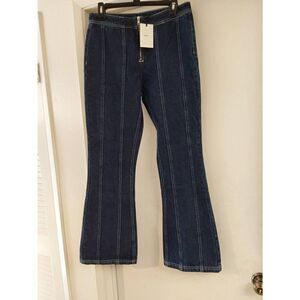 NWT~Dolls Kill Prairie Milk It Front Zip Flare Leg Jeans Sz 30